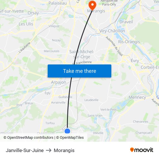 Janville-Sur-Juine to Morangis map