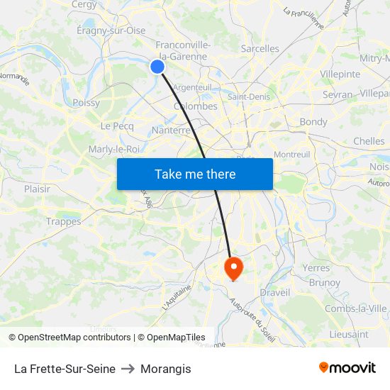 La Frette-Sur-Seine to Morangis map