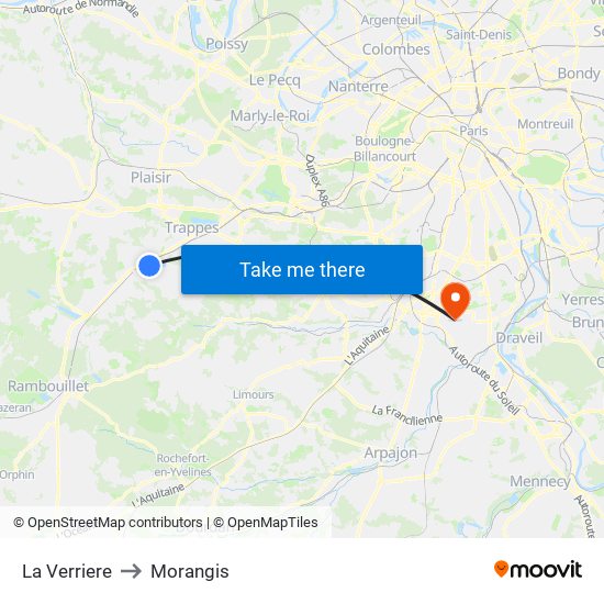 La Verriere to Morangis map