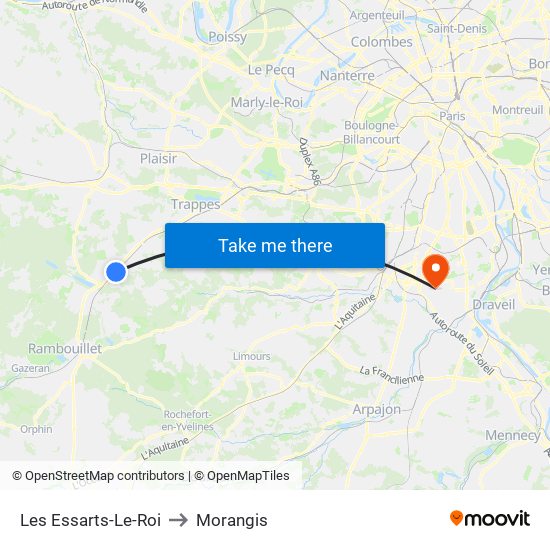 Les Essarts-Le-Roi to Morangis map