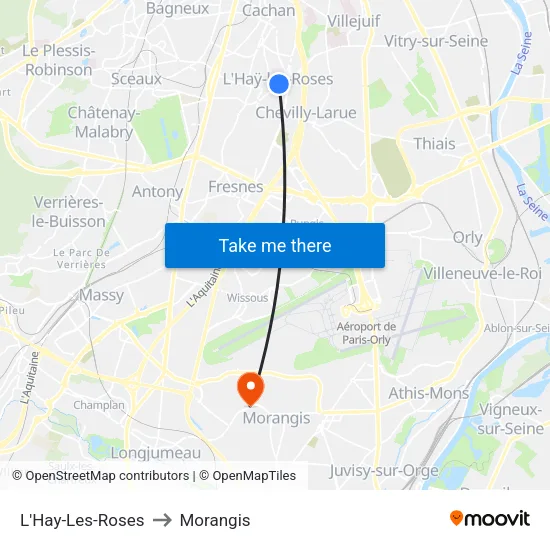 L'Hay-Les-Roses to Morangis map