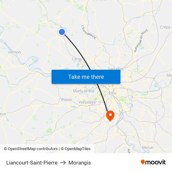 Liancourt-Saint-Pierre to Morangis map