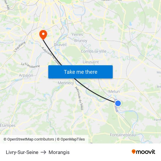 Livry-Sur-Seine to Morangis map