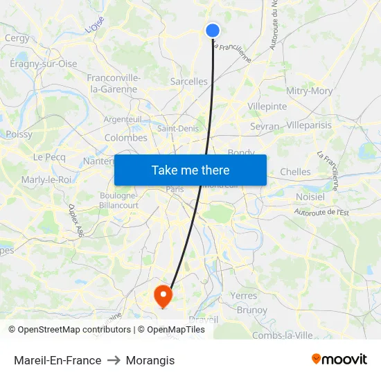 Mareil-En-France to Morangis map