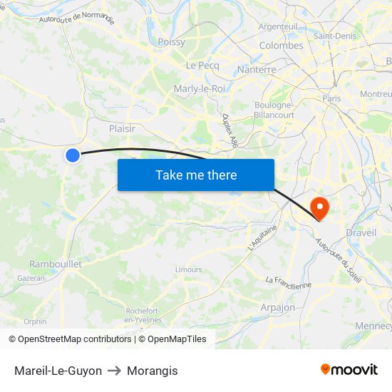 Mareil-Le-Guyon to Morangis map