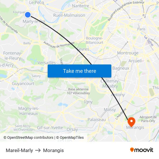 Mareil-Marly to Morangis map