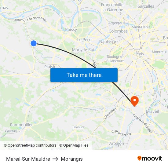 Mareil-Sur-Mauldre to Morangis map