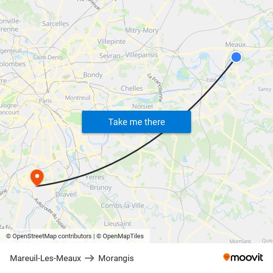 Mareuil-Les-Meaux to Morangis map