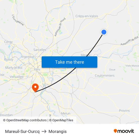 Mareuil-Sur-Ourcq to Morangis map