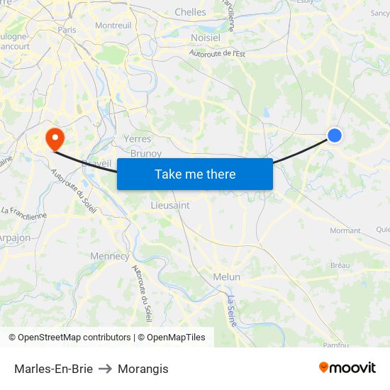 Marles-En-Brie to Morangis map