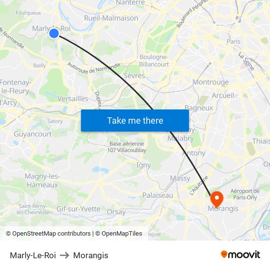 Marly-Le-Roi to Morangis map