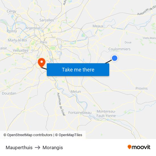 Mauperthuis to Morangis map