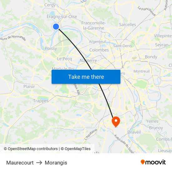 Maurecourt to Morangis map