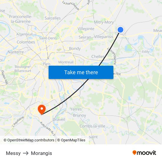 Messy to Morangis map