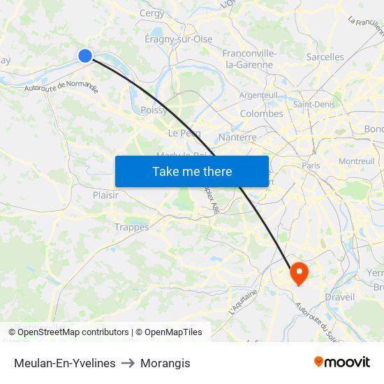 Meulan-En-Yvelines to Morangis map