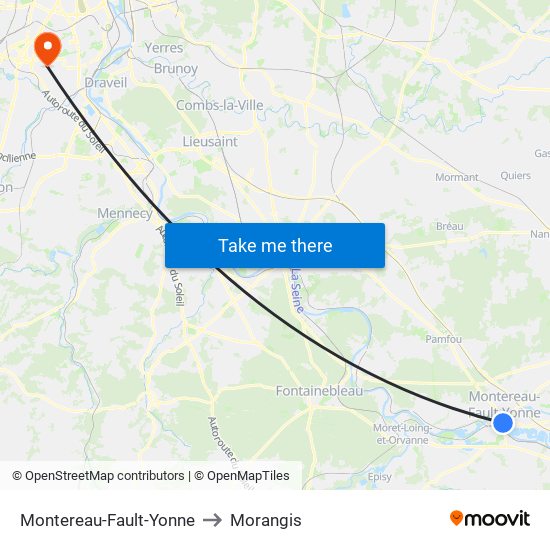 Montereau-Fault-Yonne to Morangis map