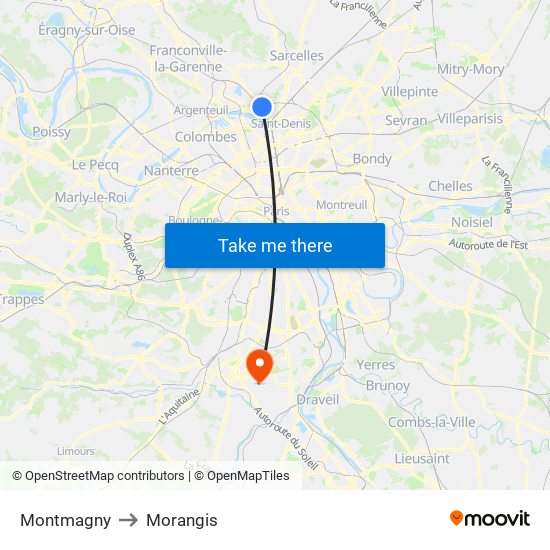 Montmagny to Morangis map