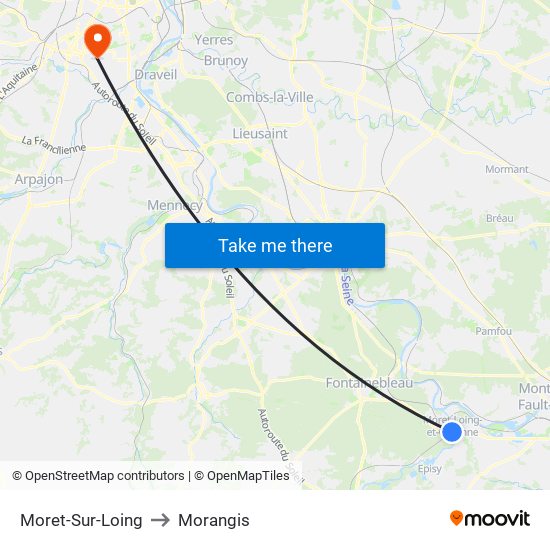 Moret-Sur-Loing to Morangis map