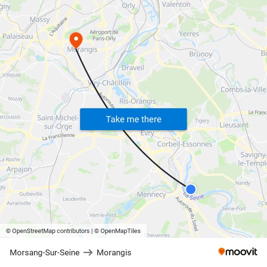 Morsang-Sur-Seine to Morangis map