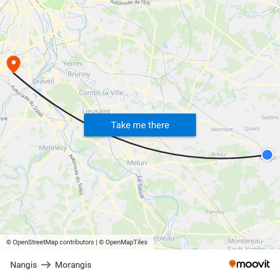 Nangis to Morangis map