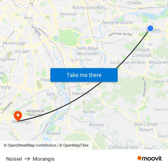 Noisiel to Morangis map