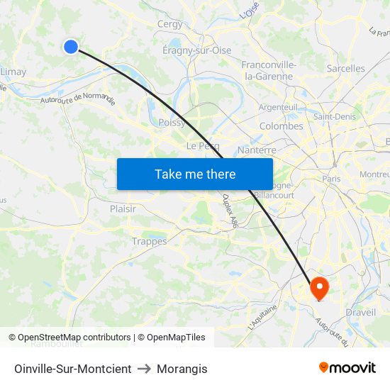 Oinville-Sur-Montcient to Morangis map