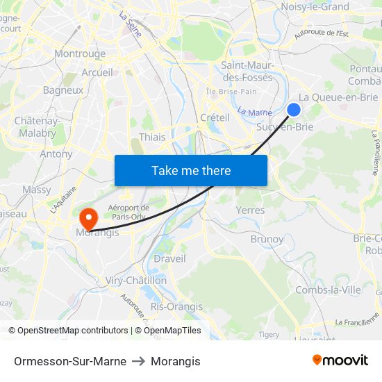 Ormesson-Sur-Marne to Morangis map