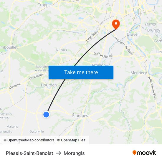 Plessis-Saint-Benoist to Morangis map