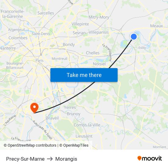 Precy-Sur-Marne to Morangis map