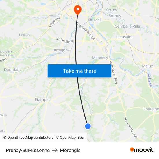 Prunay-Sur-Essonne to Morangis map