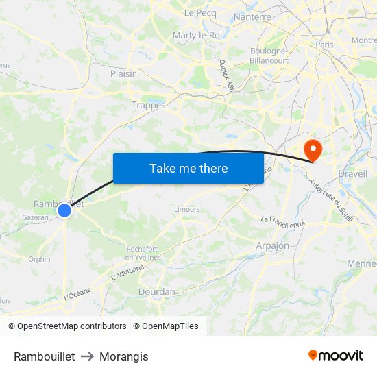 Rambouillet to Morangis map