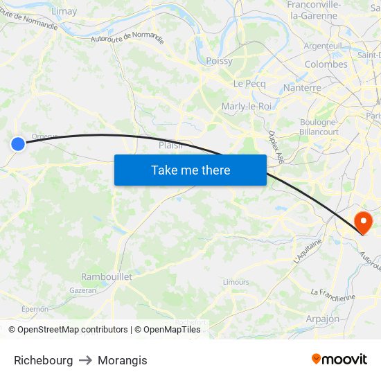 Richebourg to Morangis map