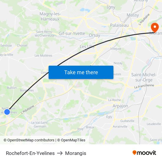 Rochefort-En-Yvelines to Morangis map