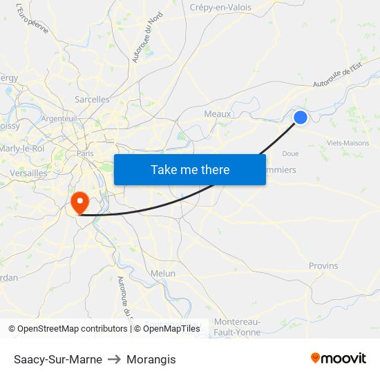 Saacy-Sur-Marne to Morangis map