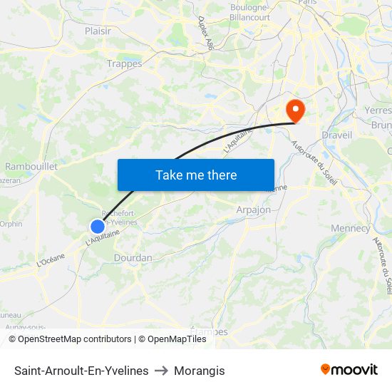 Saint-Arnoult-En-Yvelines to Morangis map