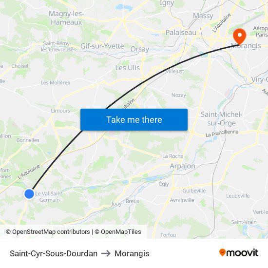 Saint-Cyr-Sous-Dourdan to Morangis map