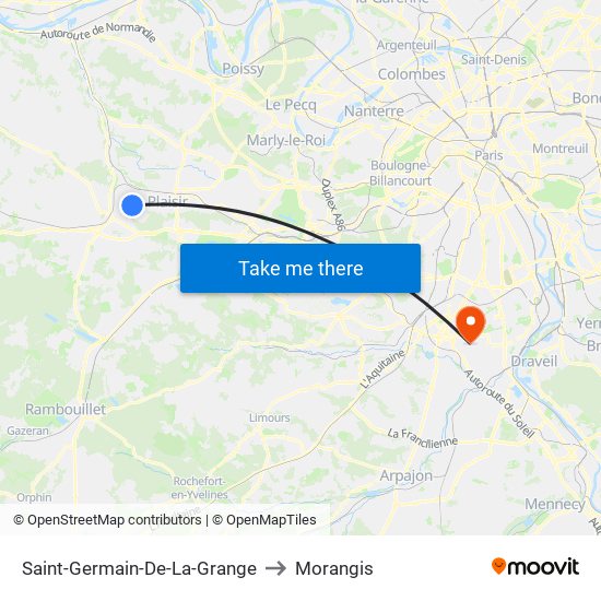 Saint-Germain-De-La-Grange to Morangis map