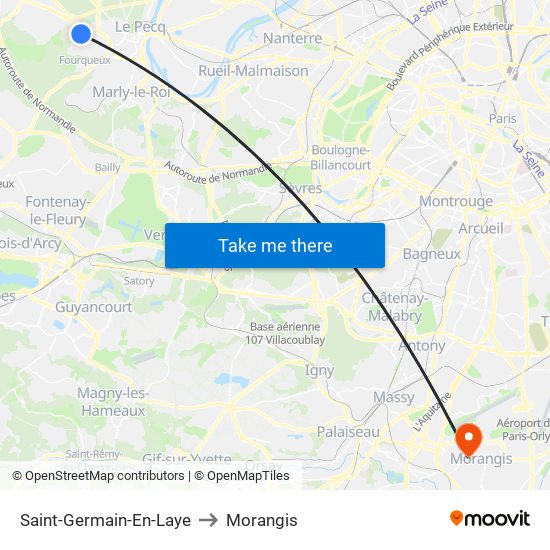 Saint-Germain-En-Laye to Morangis map