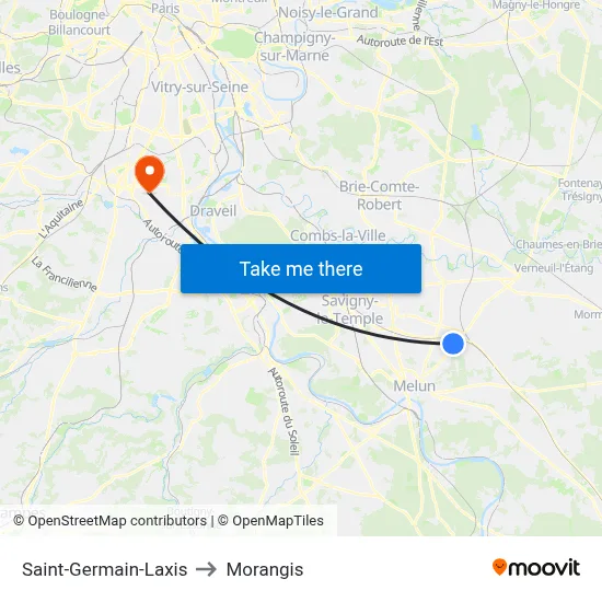 Saint-Germain-Laxis to Morangis map