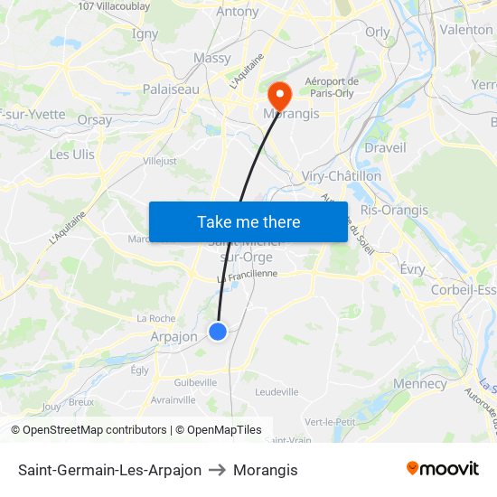 Saint-Germain-Les-Arpajon to Morangis map