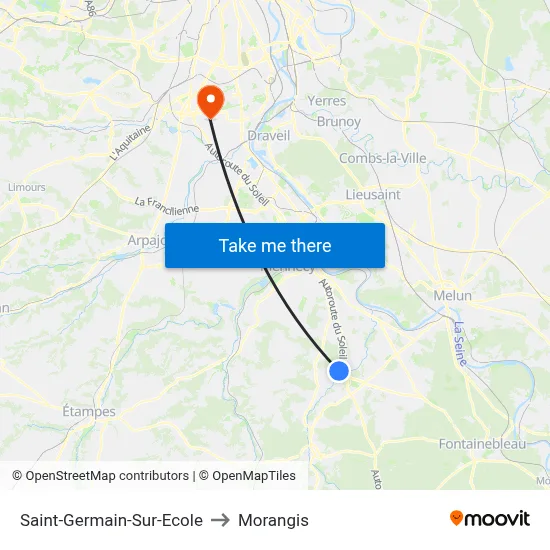 Saint-Germain-Sur-Ecole to Morangis map