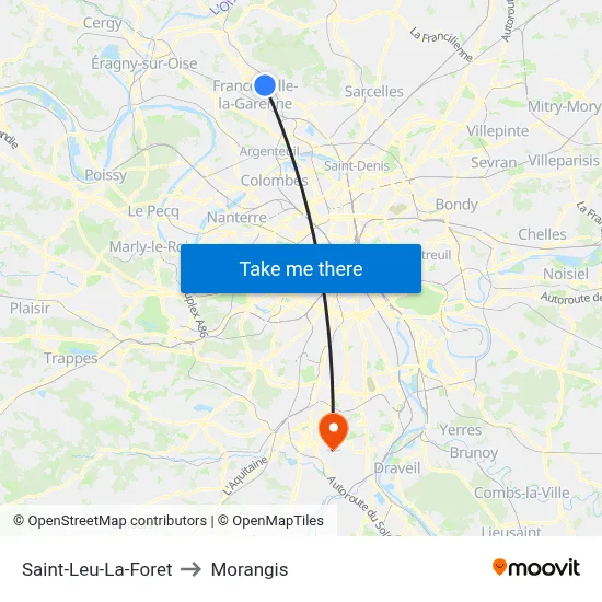 Saint-Leu-La-Foret to Morangis map
