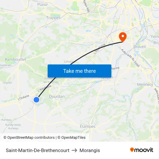 Saint-Martin-De-Brethencourt to Morangis map