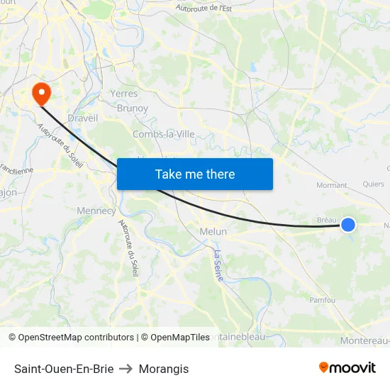 Saint-Ouen-En-Brie to Morangis map
