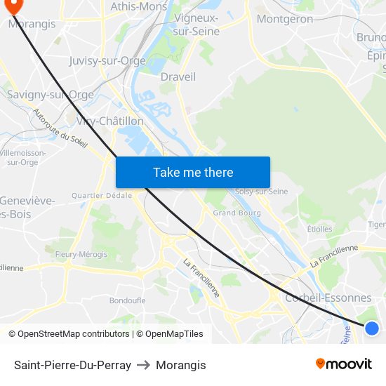 Saint-Pierre-Du-Perray to Morangis map