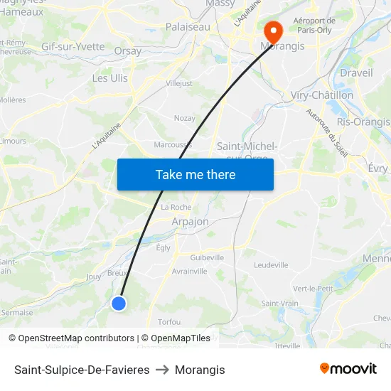 Saint-Sulpice-De-Favieres to Morangis map