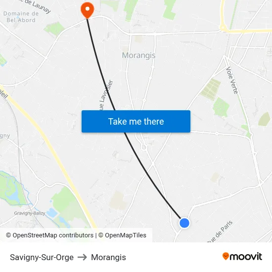 Savigny-Sur-Orge to Morangis map
