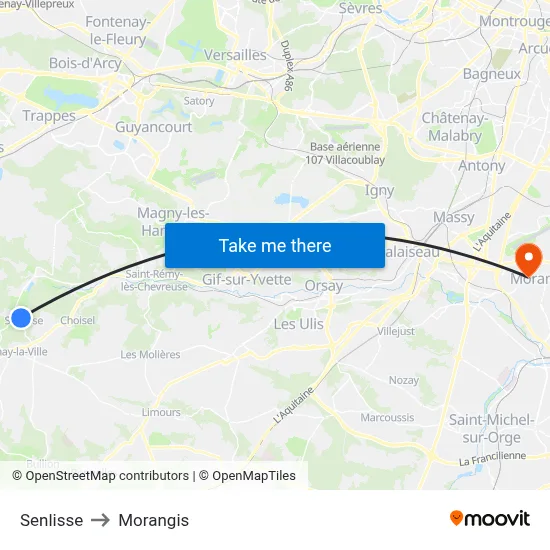 Senlisse to Morangis map
