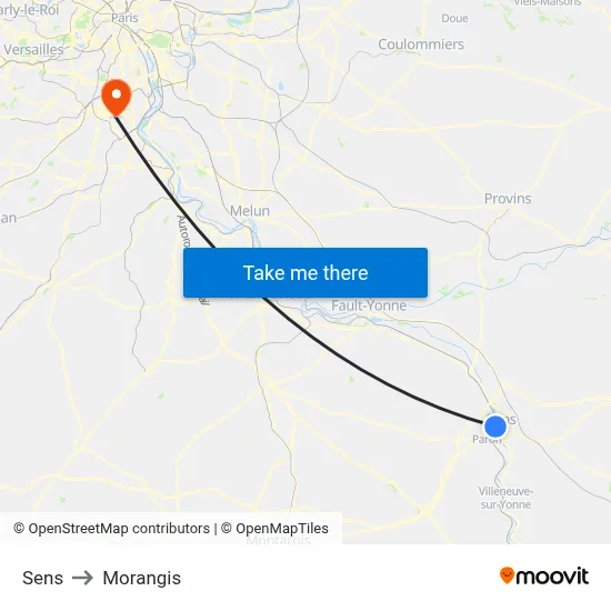 Sens to Morangis map