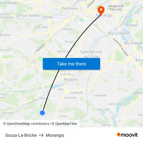 Souzy-La-Briche to Morangis map